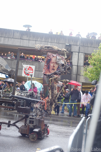 2 levels of the garage filled with audience