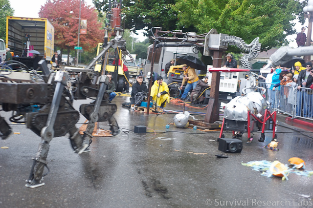 Motoman, Running Machine, Spine Robot go after the Bug Bot